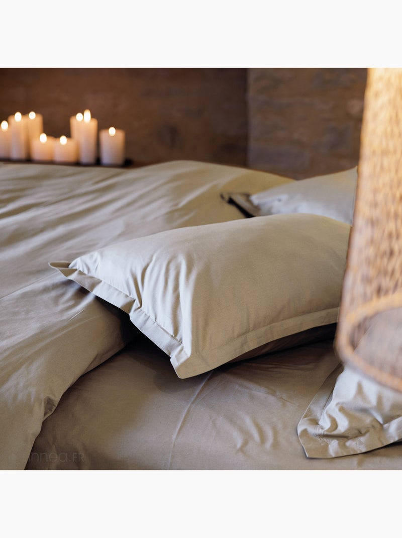 Housse de couette uni percale de coton MANOIR Gris chiné - Kiabi