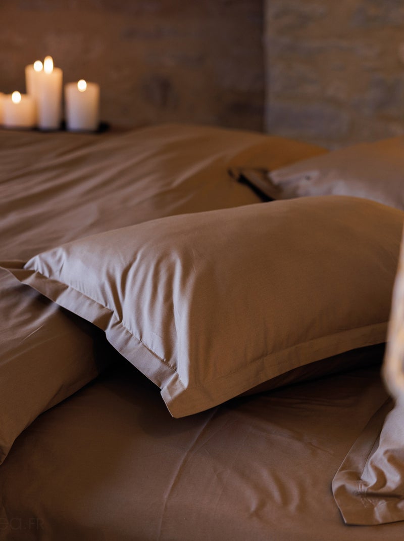 Housse de couette uni percale de coton MANOIR Gris foncé - Kiabi