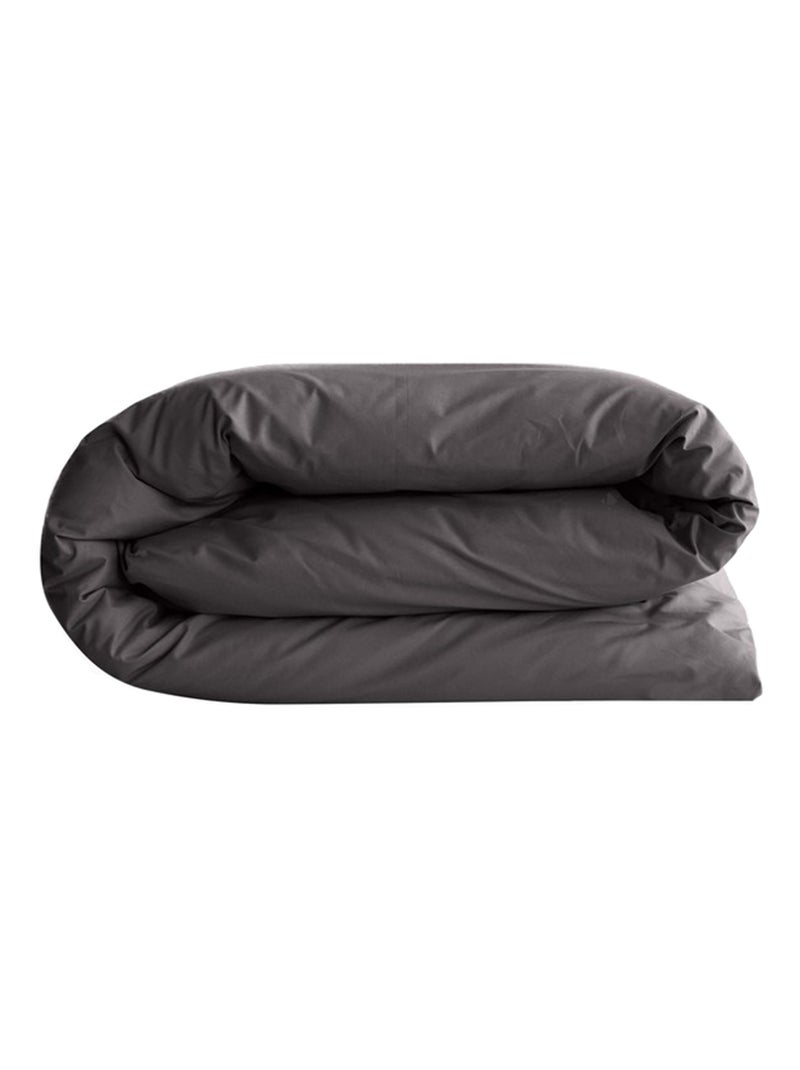 Housse de couette uni percale de coton MANOIR Gris froid - Kiabi