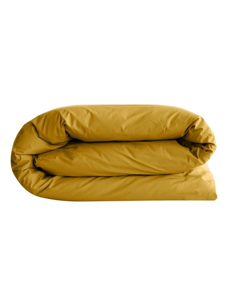 Housse de couette uni percale de coton MANOIR Jaune or - Kiabi
