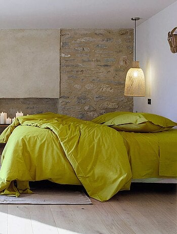 Housse de couette uni percale de coton MANOIR