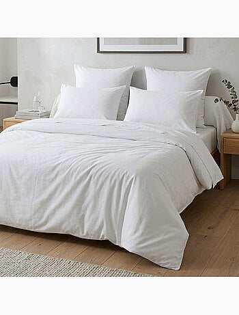 Housse de couette unie 100% coton 57 Fils - Blanc