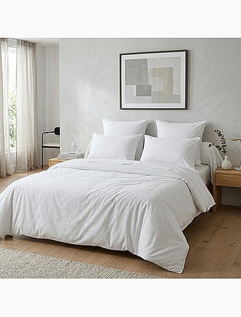 Housse de couette unie 100% coton 57 Fils - Blanc