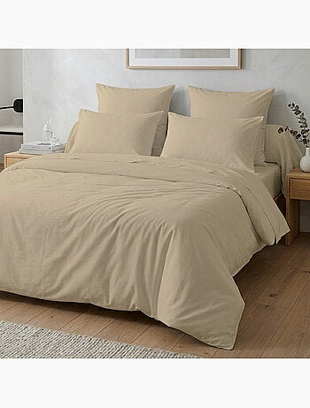 Housse de couette unie 100% coton 57 Fils - Ficelle