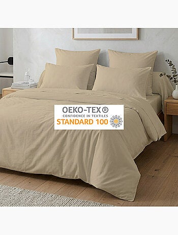 Housse de couette unie 100% coton 57 Fils - Ficelle