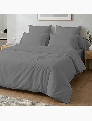 Housse de couette unie 100% coton 57 Fils - Gris