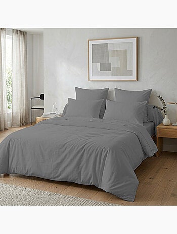 Housse de couette unie 100% coton 57 Fils - Gris