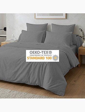 Housse de couette unie 100% coton 57 Fils - Gris