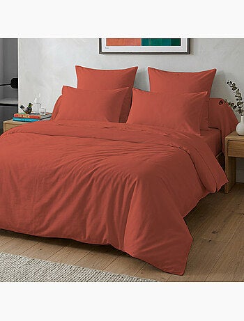 Housse de couette unie 100% coton 57 Fils - Tomette