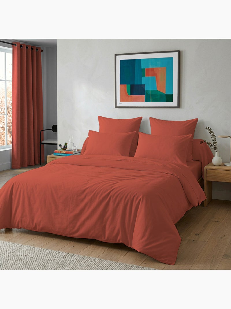Housse de couette unie 100% coton 57 Fils - Tomette Tomette - Kiabi