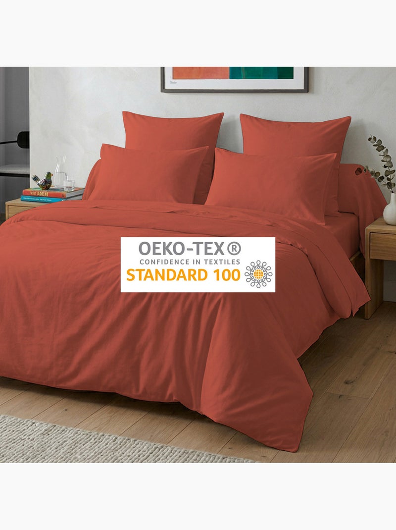Housse de couette unie 100% coton 57 Fils - Tomette Tomette - Kiabi