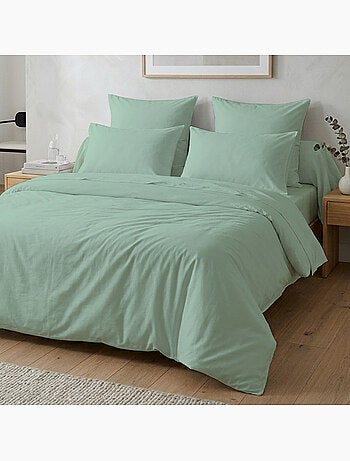 Housse de couette unie 100% coton 57 Fils - Vert Tilleul
