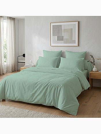 Housse de couette unie 100% coton 57 Fils - Vert Tilleul