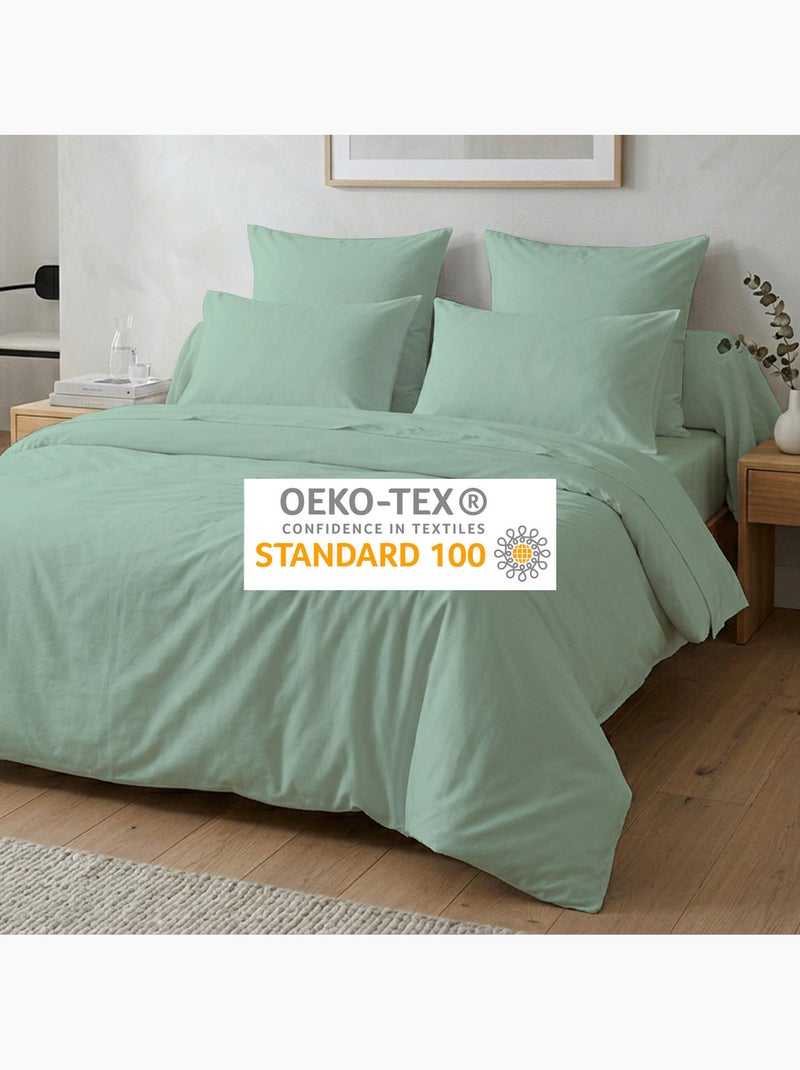Housse de couette unie 100% coton 57 Fils - Vert Tilleul Vert tilleul - Kiabi