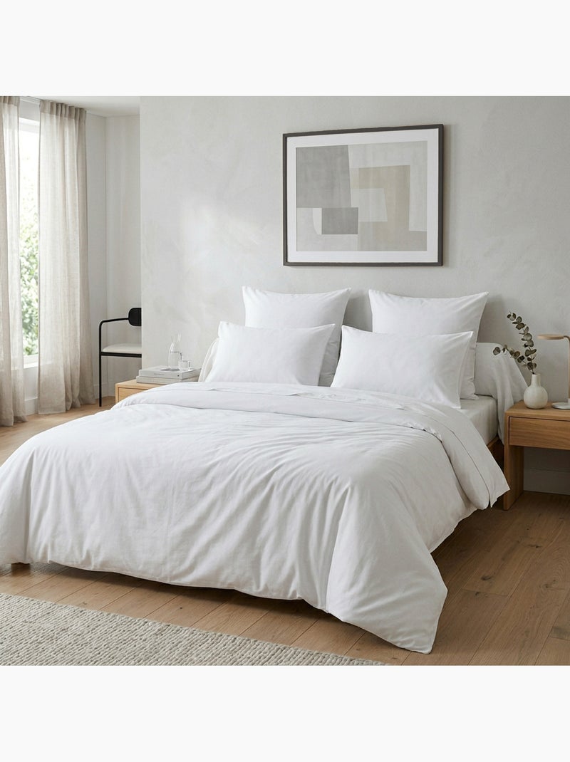 Housse de couette unie 100% coton 57 fils Blanc - Kiabi
