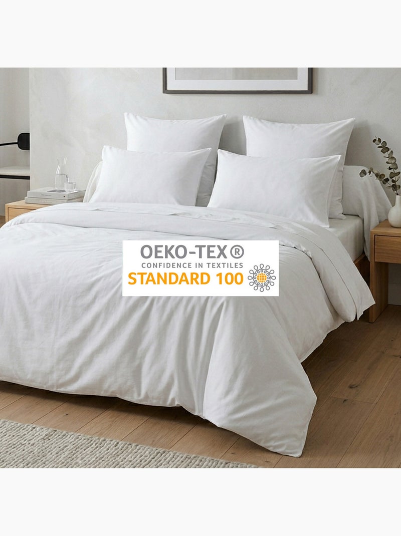 Housse de couette unie 100% coton 57 fils Blanc - Kiabi