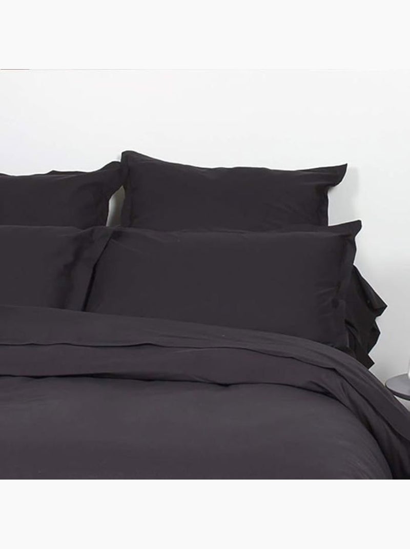 Housse de couette unie coton - 1 pièce Noir - Kiabi
