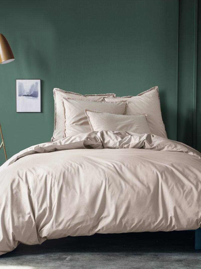 Housse de couette unie en coton, COTON LAVÉ Beige - Kiabi