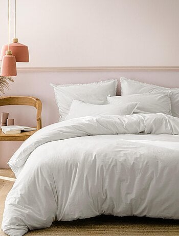 Housse de couette unie en coton, COTON LAVÉ