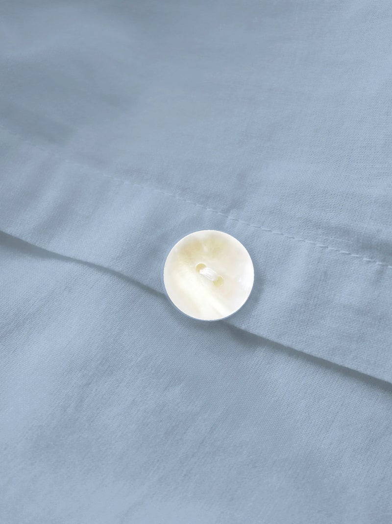 Housse de couette unie en coton, COTON LAVÉ Bleu clair - Kiabi