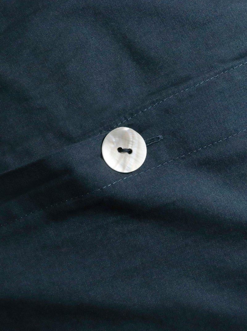 Housse de couette unie en coton, COTON LAVÉ Bleu nuit - Kiabi