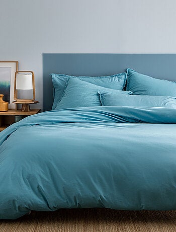 Housse de couette unie en coton, COTON LAVÉ