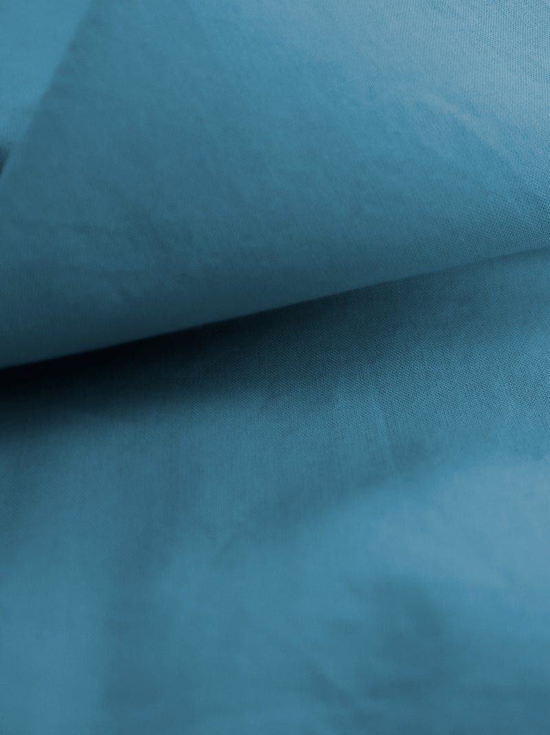 Housse de couette unie en coton, COTON LAVÉ Bleu polaire - Kiabi