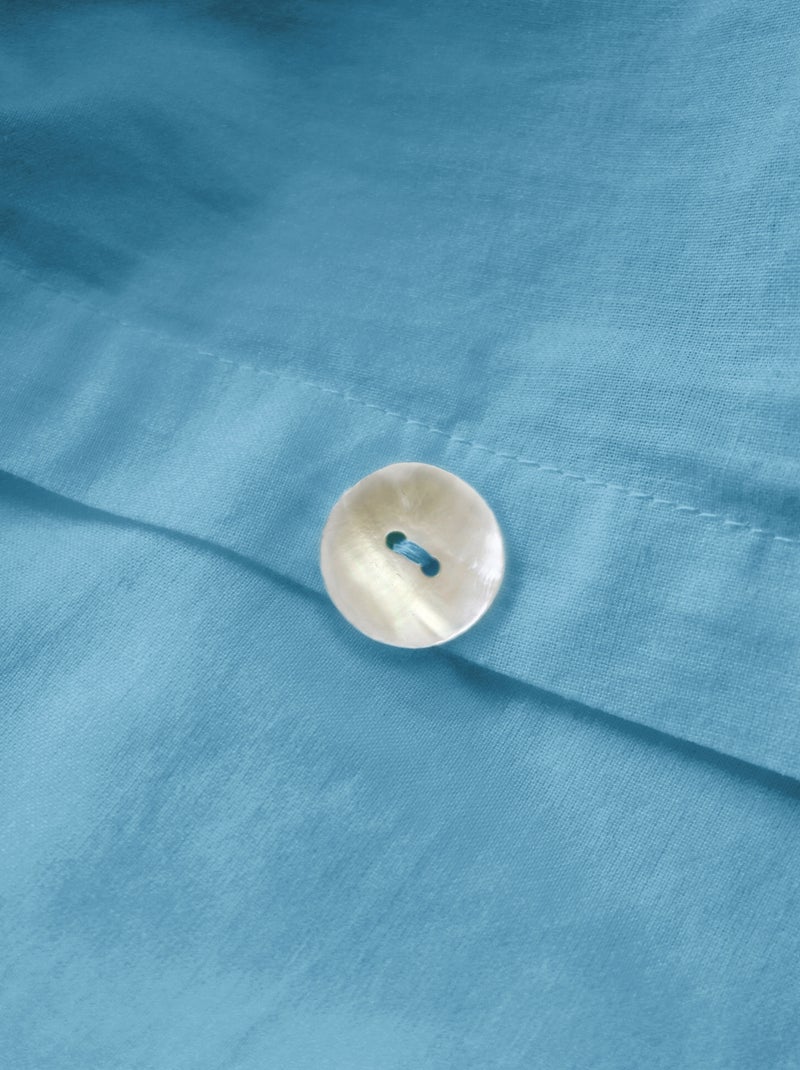 Housse de couette unie en coton, COTON LAVÉ Bleu polaire - Kiabi