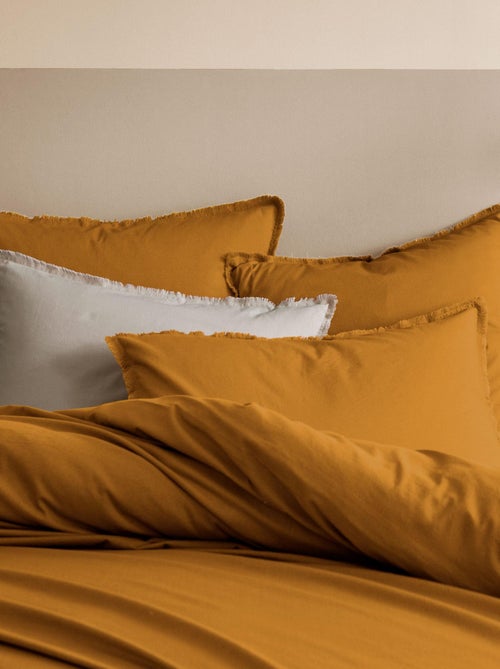 Housse de couette unie en coton, COTON LAVÉ - Kiabi