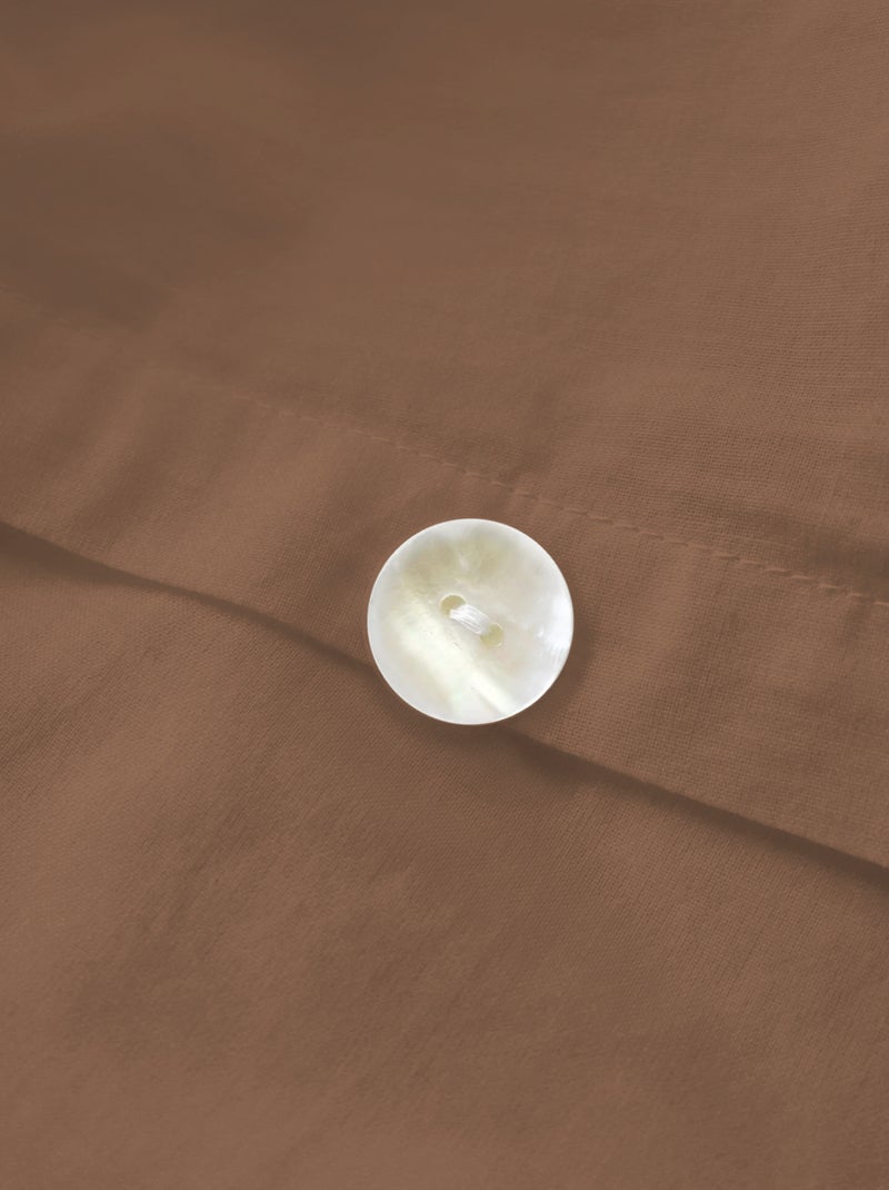 Housse de couette unie en coton, COTON LAVÉ Marron chocolat - Kiabi