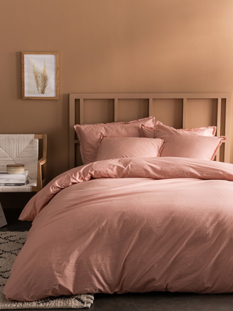 Housse de couette unie en coton, COTON LAVÉ Nude - Kiabi