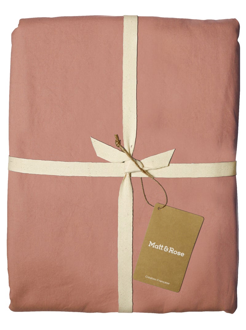 Housse de couette unie en coton, COTON LAVÉ Nude - Kiabi