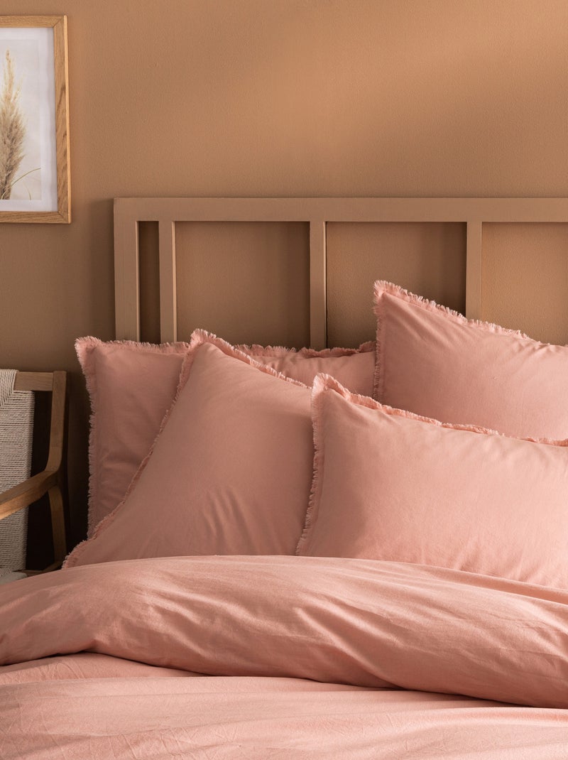 Housse de couette unie en coton, COTON LAVÉ Nude - Kiabi