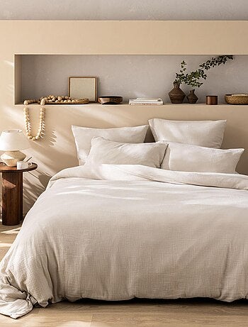 Housse de couette unie en coton, GAZE DE COTON