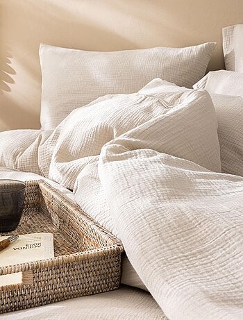 Housse de couette unie en coton, GAZE DE COTON