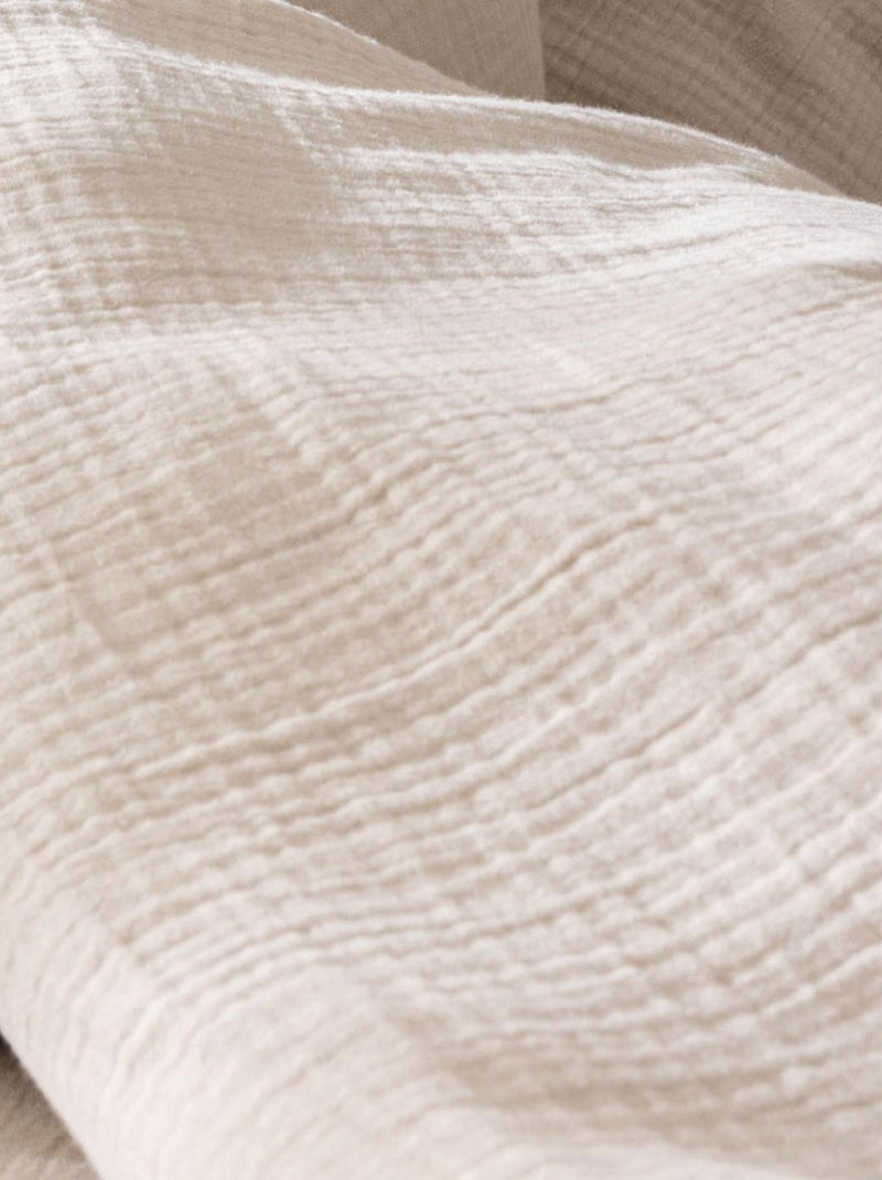 Housse de couette unie en coton, GAZE DE COTON Beige clair - Kiabi