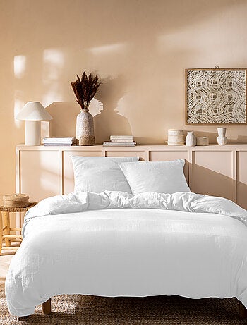 Housse de couette unie en coton, GAZE DE COTON