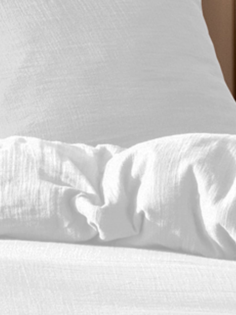 Housse de couette unie en coton, GAZE DE COTON Blanc - Kiabi