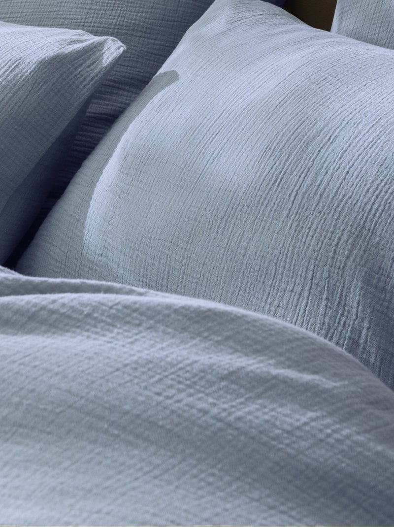 Housse de couette unie en coton, GAZE DE COTON Bleu clair - Kiabi