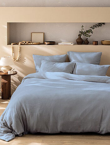 Housse de couette unie en coton, GAZE DE COTON