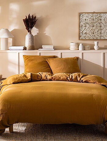 Housse de couette unie en coton, GAZE DE COTON