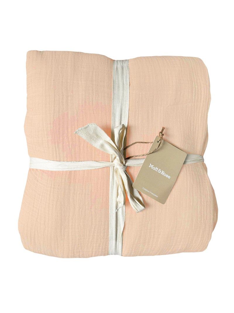 Housse de couette unie en coton, GAZE DE COTON Nude - Kiabi
