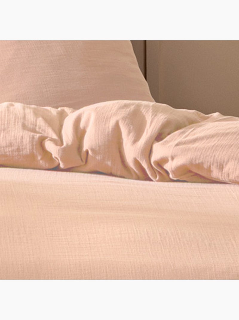 Housse de couette unie en coton, GAZE DE COTON Nude - Kiabi