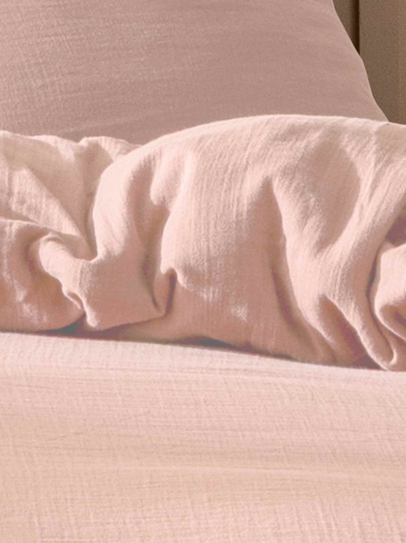 Housse de couette unie en coton, GAZE DE COTON Rose - Kiabi