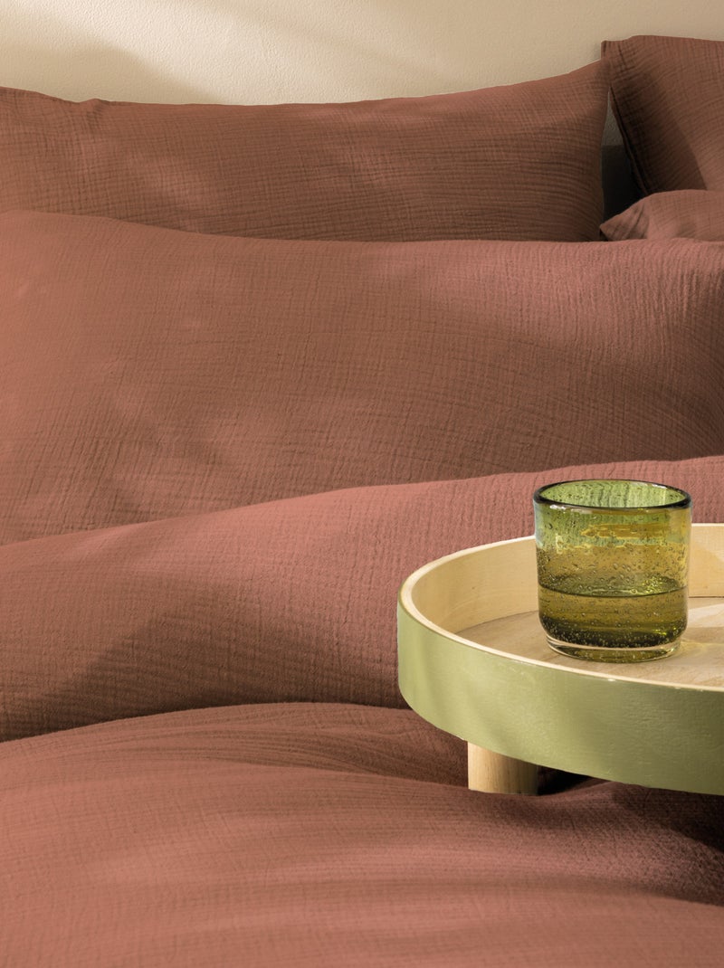 Housse de couette unie en coton, GAZE DE COTON Terracotta - Kiabi