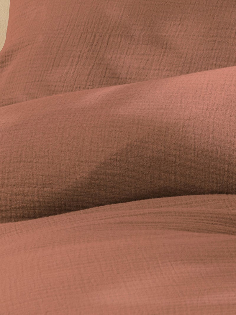 Housse de couette unie en coton, GAZE DE COTON Terracotta - Kiabi