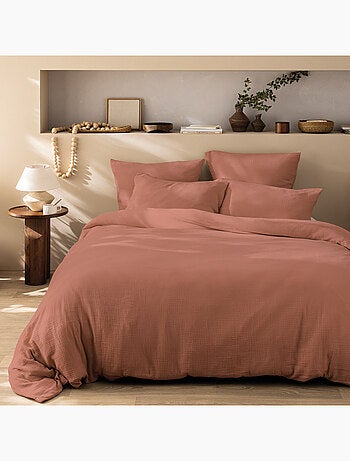 Housse de couette unie en coton, GAZE DE COTON