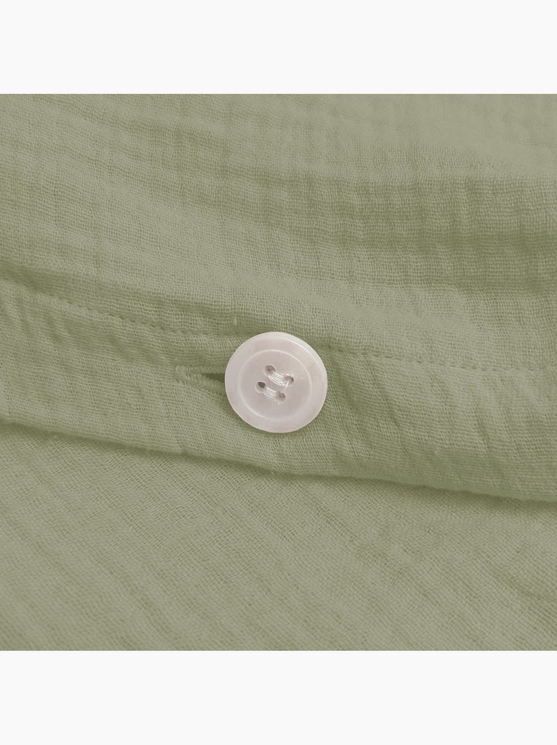 Housse de couette unie en coton, GAZE DE COTON Vert - Kiabi