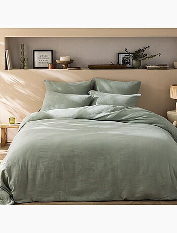 Housse de couette unie en coton, GAZE DE COTON
