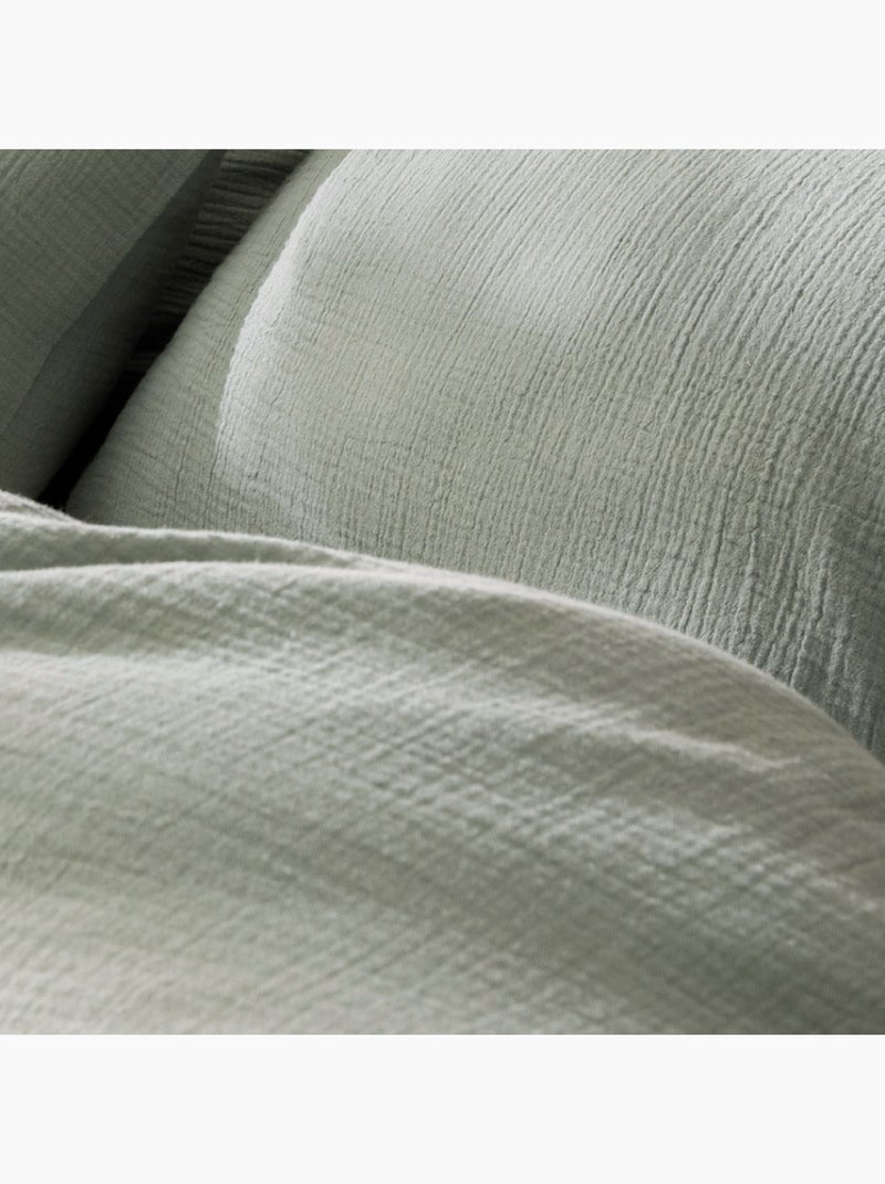 Housse de couette unie en coton, GAZE DE COTON Vert kaki clair - Kiabi